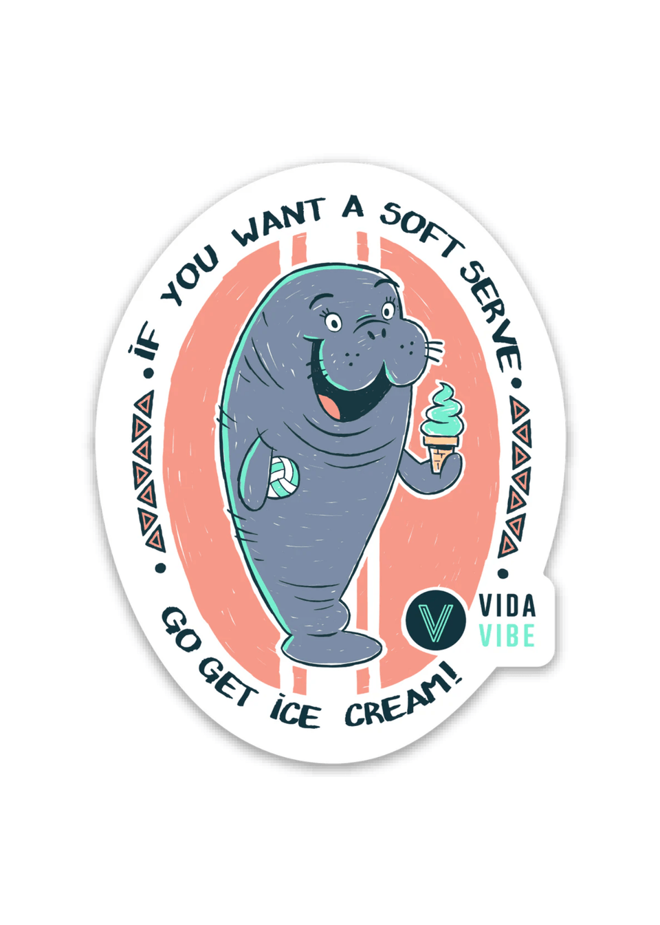 Soft Serve Manatee Volleyball Sticker